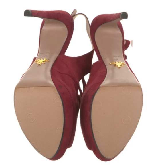PRADA Suede Cutout Accent Slingback Sandals - Picture 5 of 5